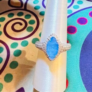 Bomb Party Ring RG54755 Sparkle With Purpose LC Ocean Blue Quartz Rhodium Plated
